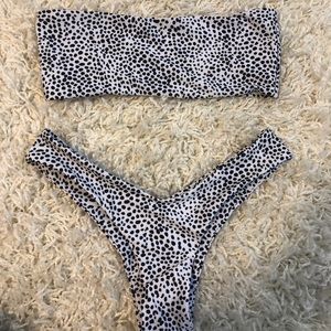White and Black Polka Dot Bikini